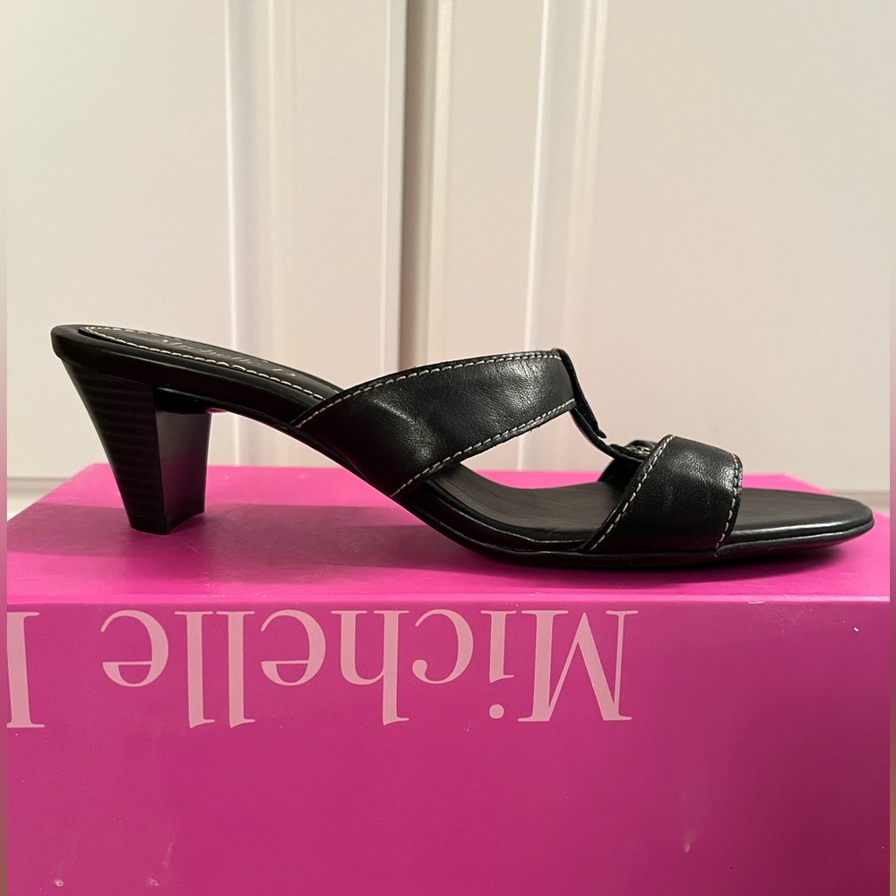 Black open-toed sandals- size 8